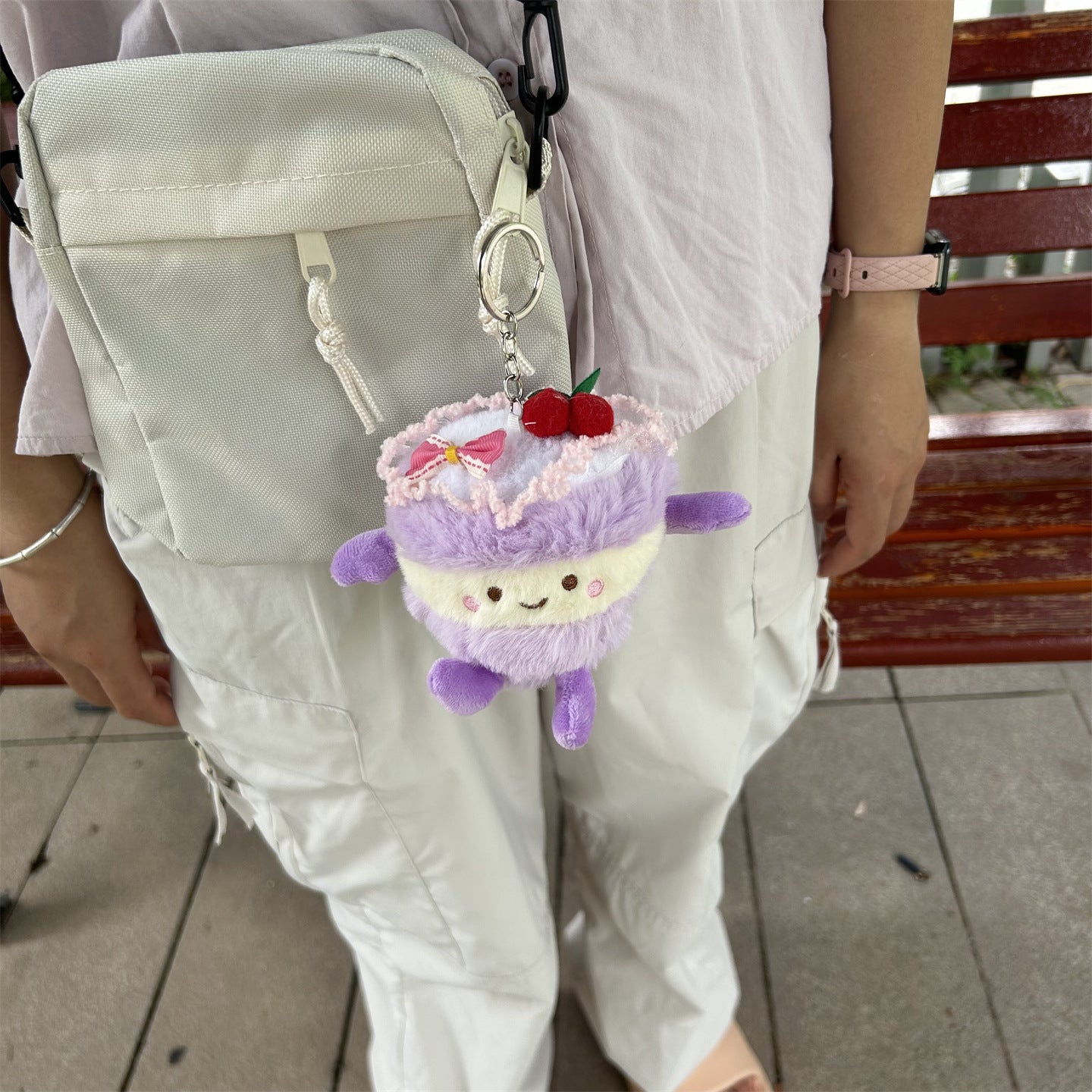 Women's Wallet Cute Smiley Plush Cake Hanging Bag Car Interior Decoration Children's Toy Prize Claw Doll