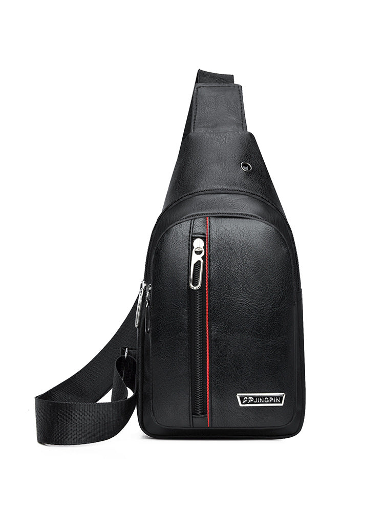 Men's Soft Leather Chest Bag Waterproof Leisure Business Messenger Bag Fashion All-Match Travel Essential