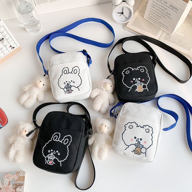 Cute Crossbody Bag Women's New Trendy Fresh Student All-Match Mobile Phone Canvas Bag