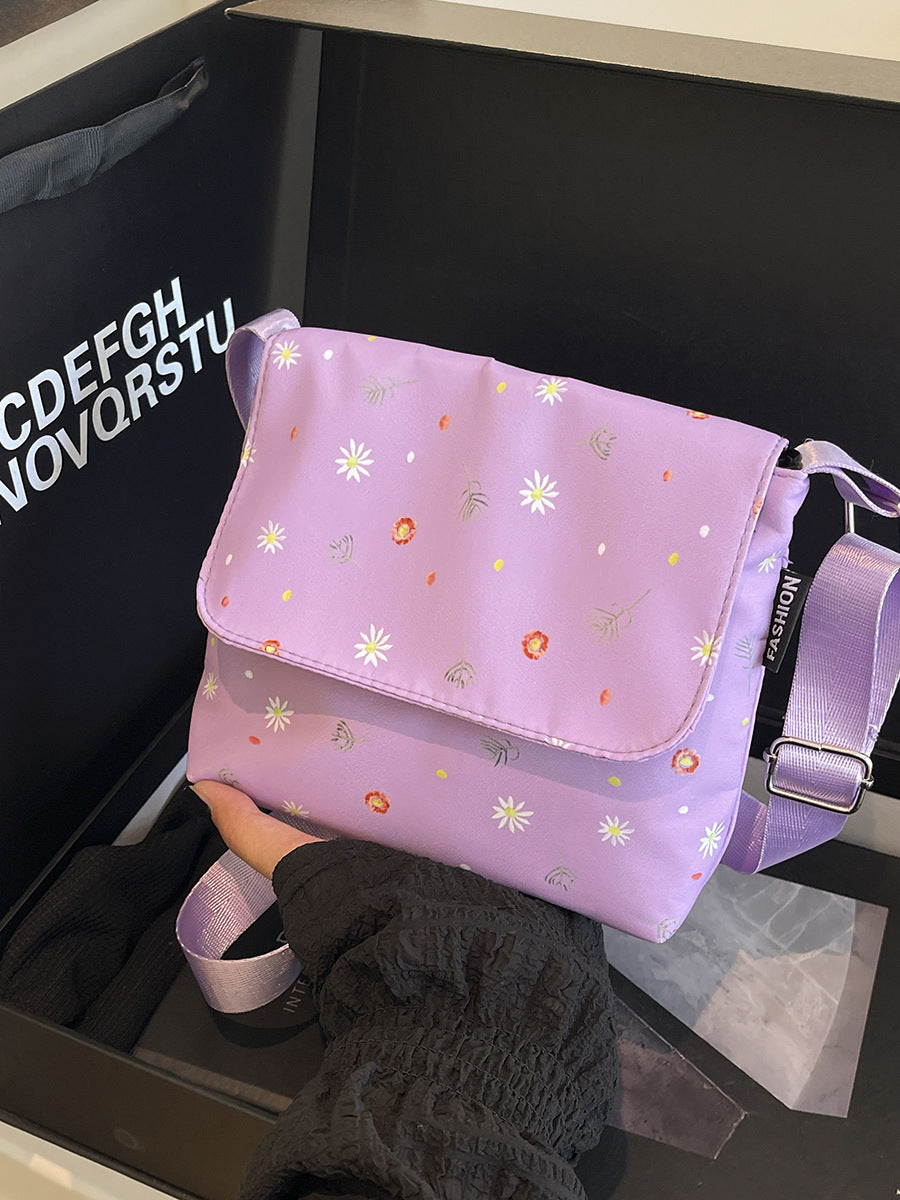 Chic Floral Crossbody Bag for Women - Soft Polyester Shoulder Bag with Zipper Closure and Stylish Flower Pattern