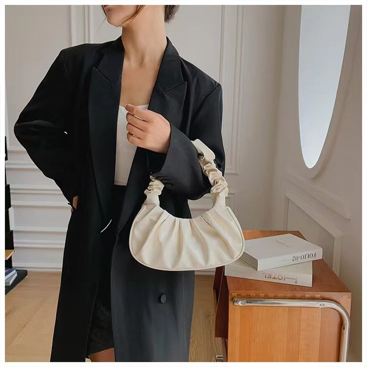 New Pu Pleated Cloud Bag Women's Shoulder Underarm Bag Fashion Trend Everyday Joker Handbag