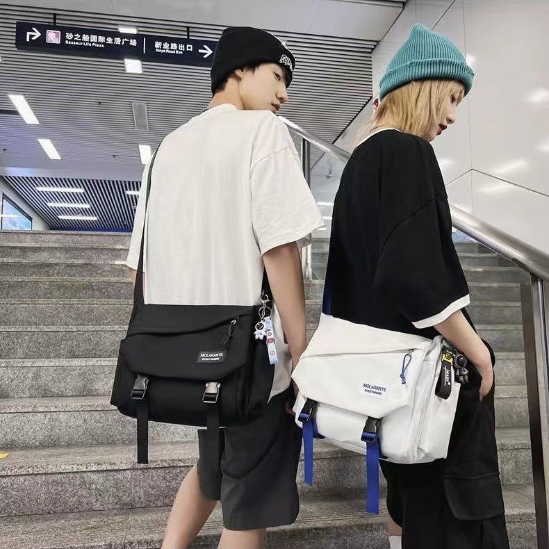 Messenger Bag Male Student Simple Casual Fashion Korean Canvas Single-Shoulder Laptop Backpack Couple Backpack