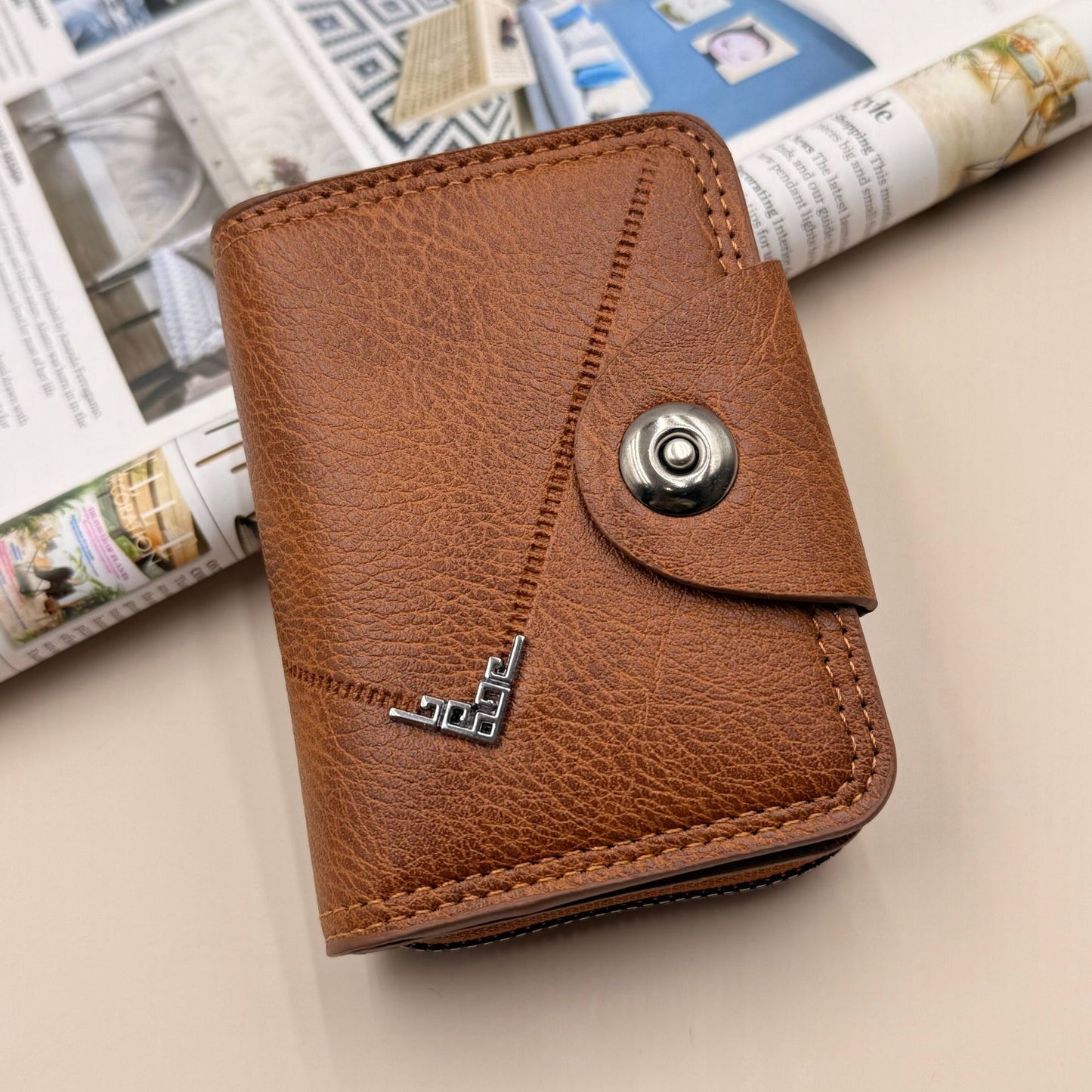 Men's Wallet Fashion PU Leather Card Holder with Button Large Capacity Card Storage Wallet