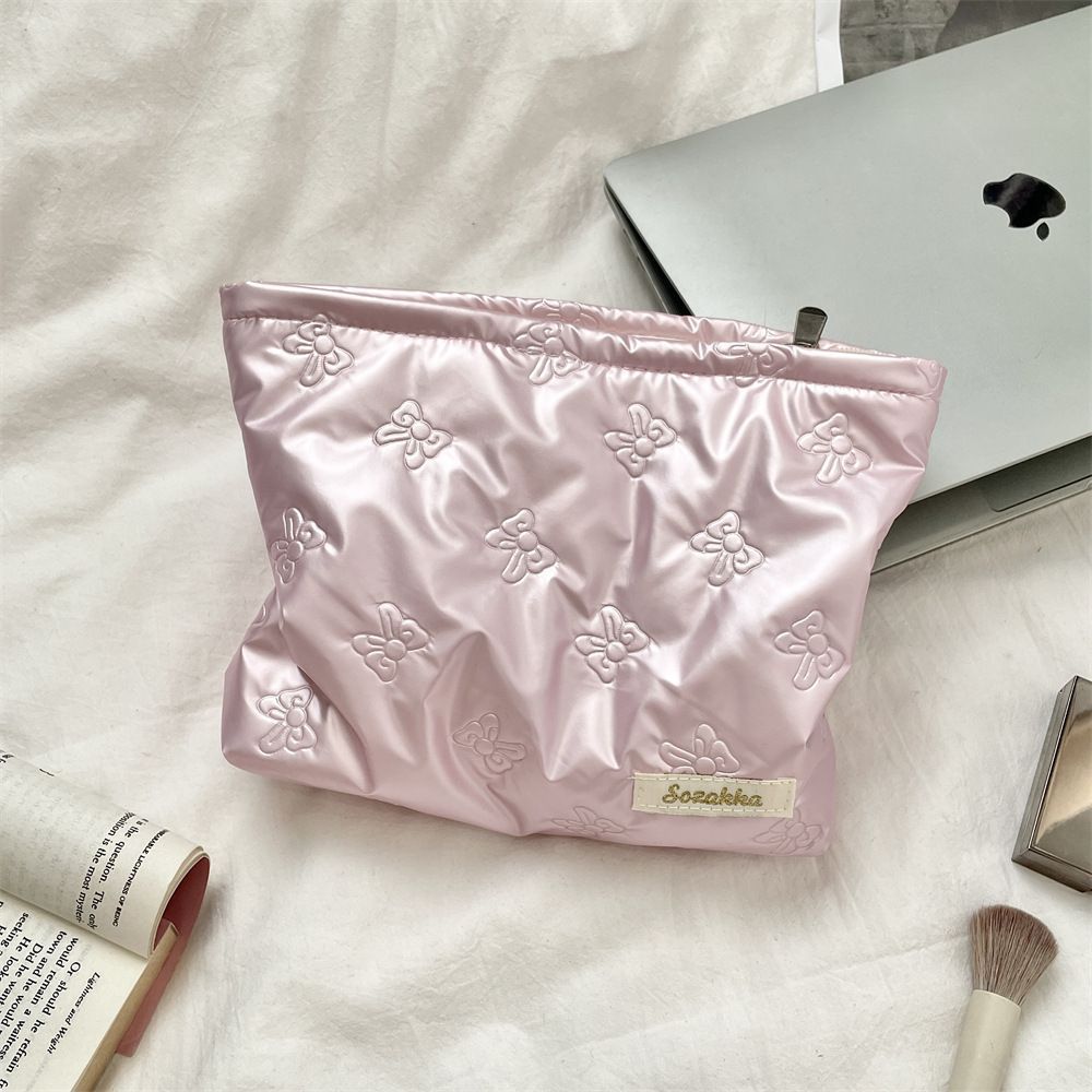 Korean Style Quilted PU Women's Handbag Cosmetic Bag Skin Care Products Buggy Bag Multi-Functional Travel Daily Matching Ins Style