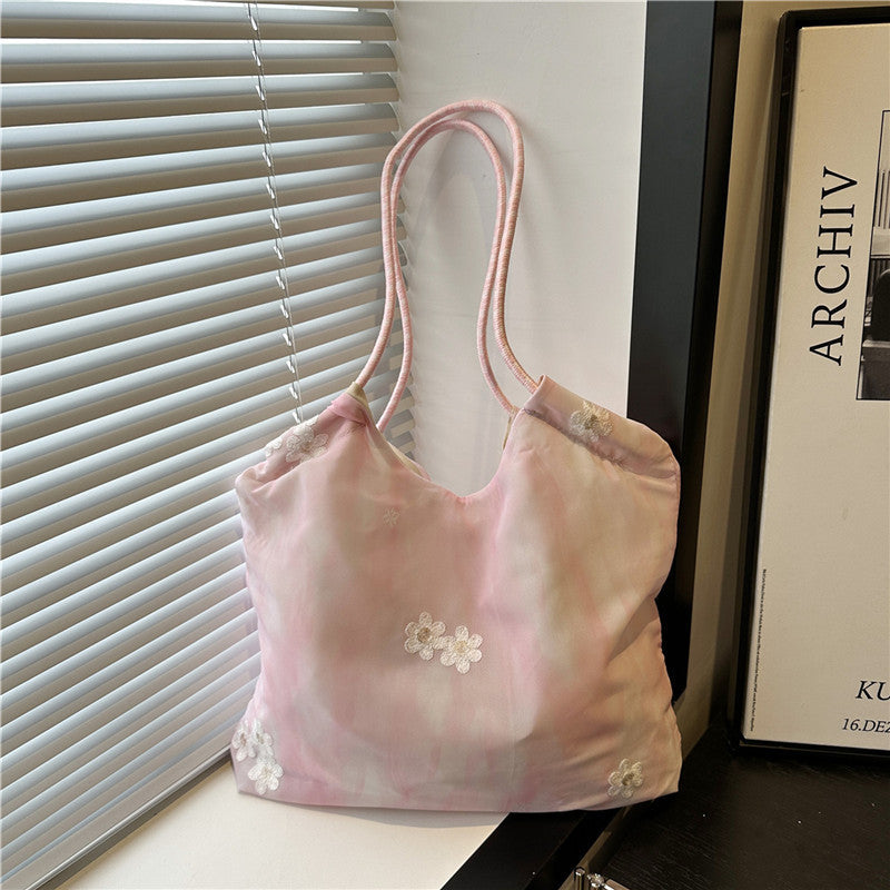 Large Capacity Canvas Bag Women's Summer Popular New Hand-Carrying Casual Simple One Shoulder Underarm Bag