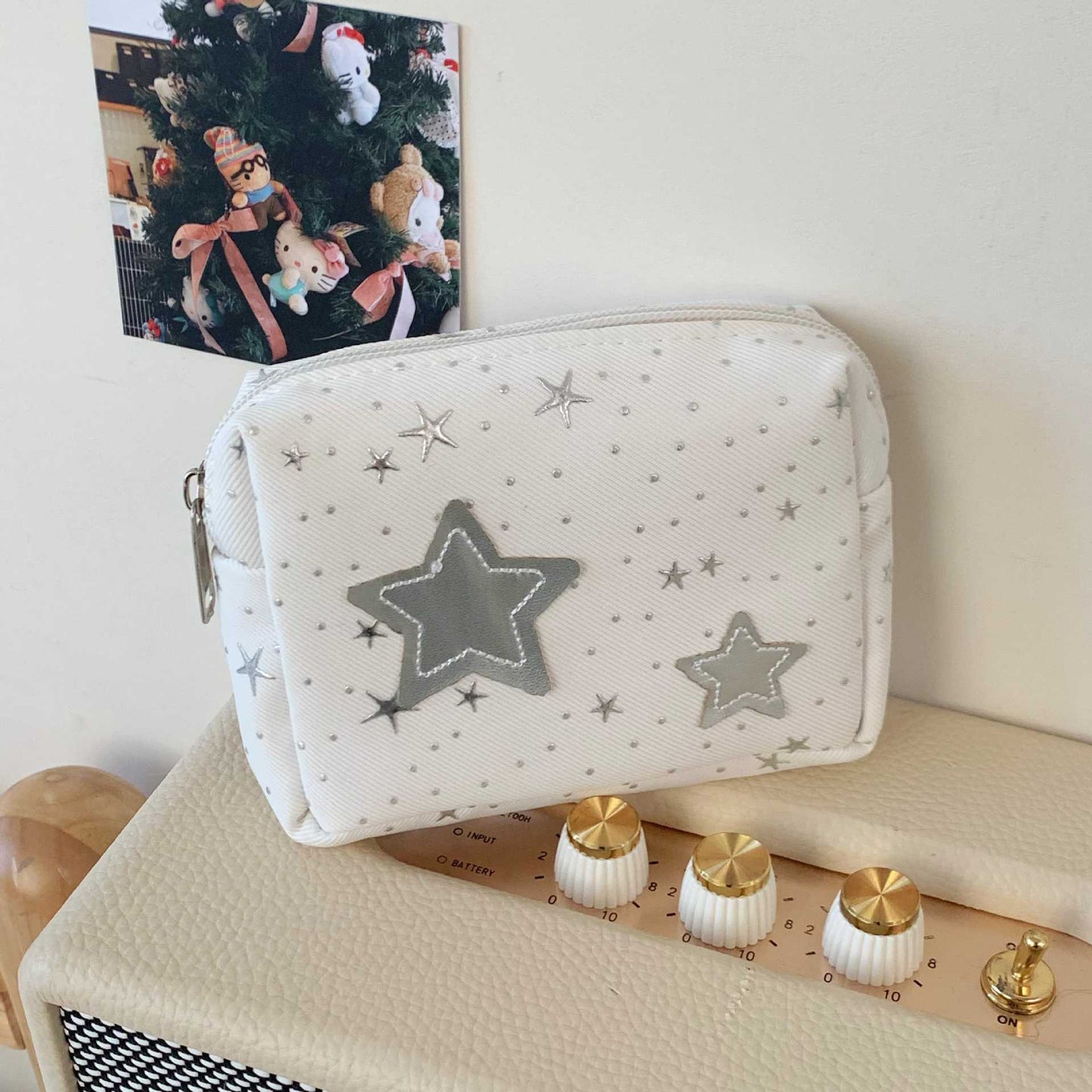 Starry Mini Cosmetic Bag for Women - Portable Makeup Organizer with Zipper, Ideal for Travel and Daily Use