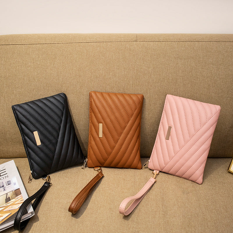 Embroidered Phone Bag for Women Large Capacity New Fashion All-Match Rhombus Clutch
