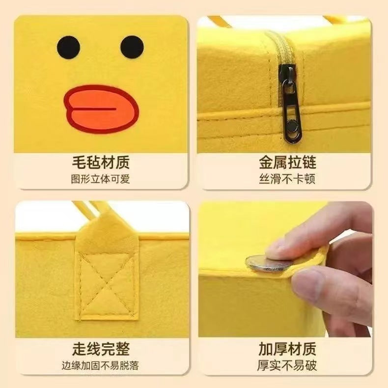 Cute Cartoon Felt Travel Bag with Handle - Perfect for Luggage Storage and Daily Use
