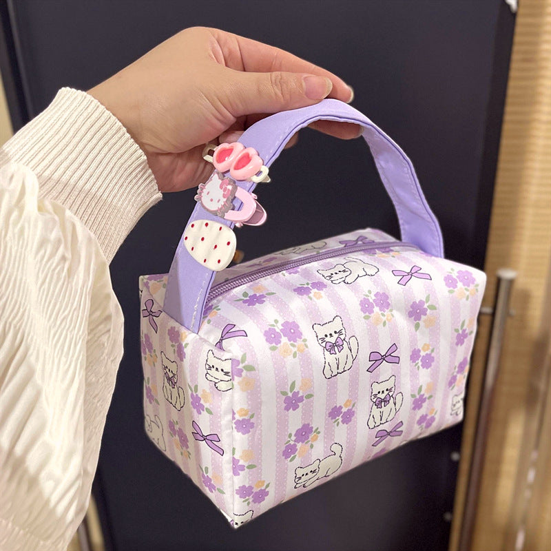 Women's Cosmetic Bag with Handle Design Lightweight and Large Capacity Storage Cosmetics and Daily Necessities Three-Dimensional Portable Good-looking