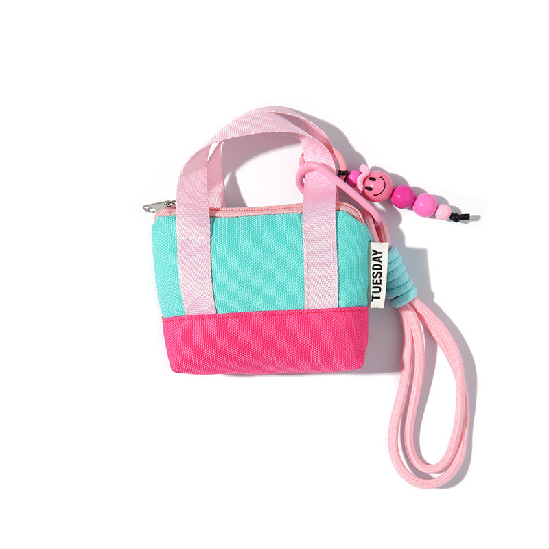 Dopamine Pink Mini Handbag Earphone Bag Storage Box USB Cable Protection Sleeve Organizing Folders Change Card Bag Fashion