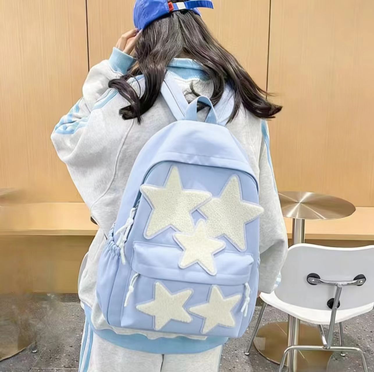 2026 New Ins Style Star Backpack for Students, Lightweight Large Capacity Casual Travel Dual Shoulder Bag with Expandable Design