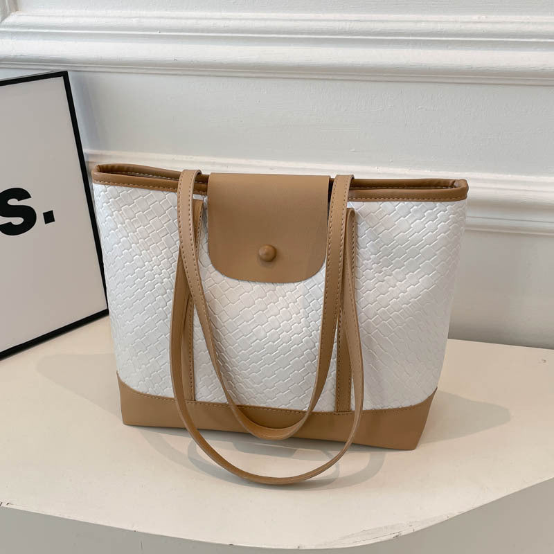 New Women's Large Capacity Totes Casual Simple Color Collision Design Daily Commuter's All-Matching Shoulder Bag