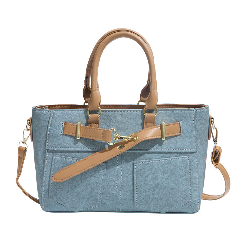 Women's Patchwork Denim New Simple Casual Korean Style Large Capacity Shoulder Portable Crossbody Small Square Bag
