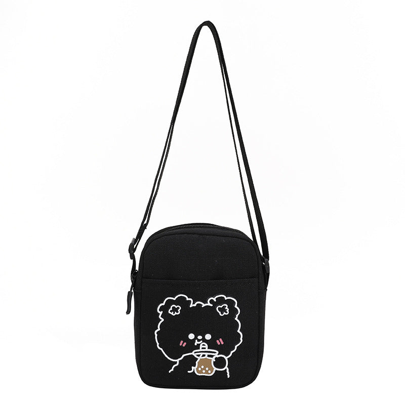 Cute Crossbody Bag Women's New Trendy Fresh Student All-Match Mobile Phone Canvas Bag
