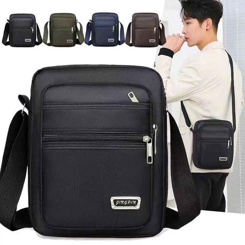Men's Fashion Messenger Bag Multi-Layer Zipper Design Waterproof Business Casual All-Match Practical Shoulder Bag