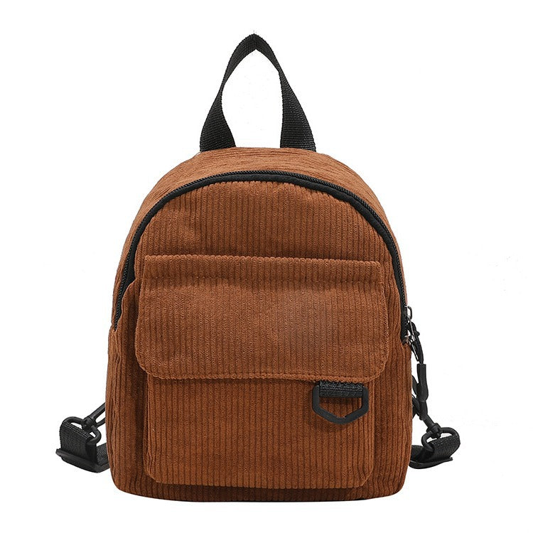 Mini backpack male and female cute commuting corduroy texture student all?matching schoolbag