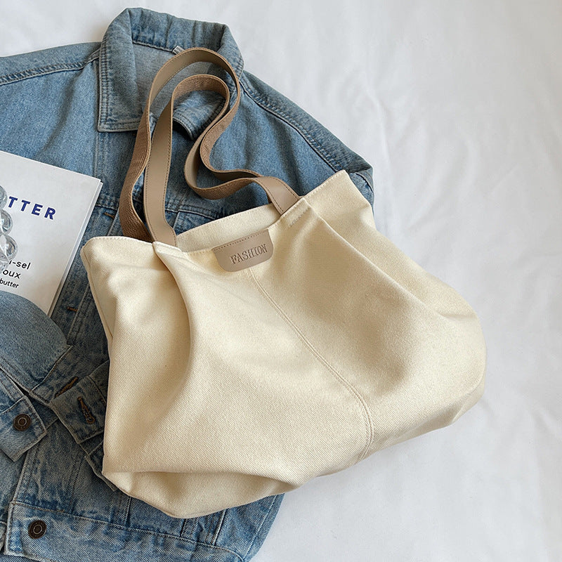 Large Capacity Canvas Tote Bag for Women 2024 Autumn Fashion Casual Shoulder Handbag Perfect for Daily Commute and School