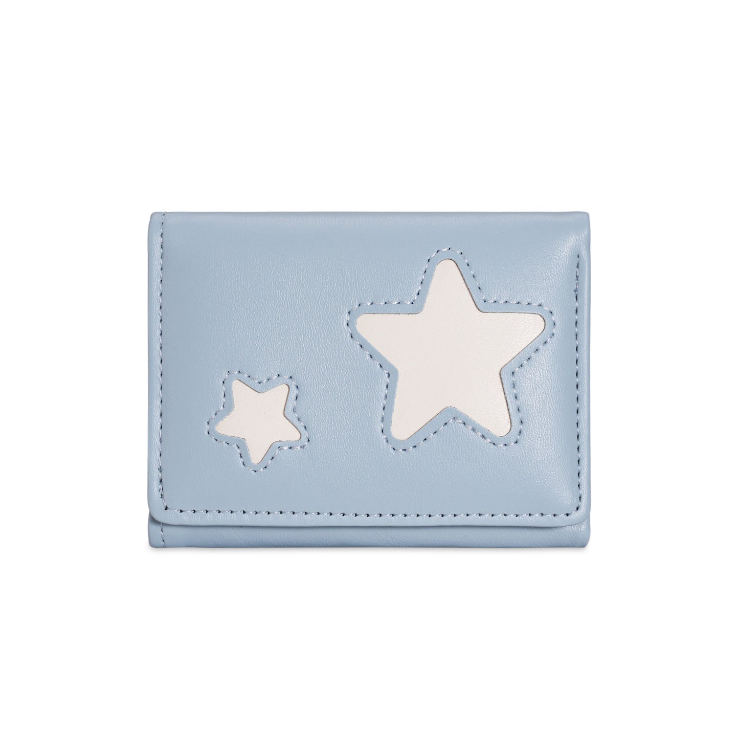 Cute Star Applique Trifold Wallet for Women, Soft PU Leather with Anti-Theft Feature, Minimalist and Sweet Design Perfect for Daily Use