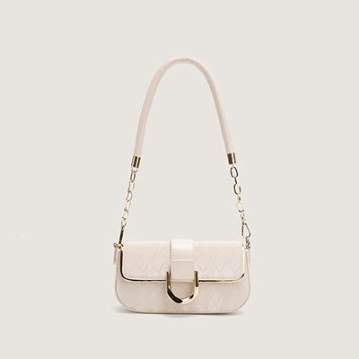 New High Simple Textured Temperament Chain Small Square Bag Women's Shoulder Fashion All-Match Underarm Messenger Bag