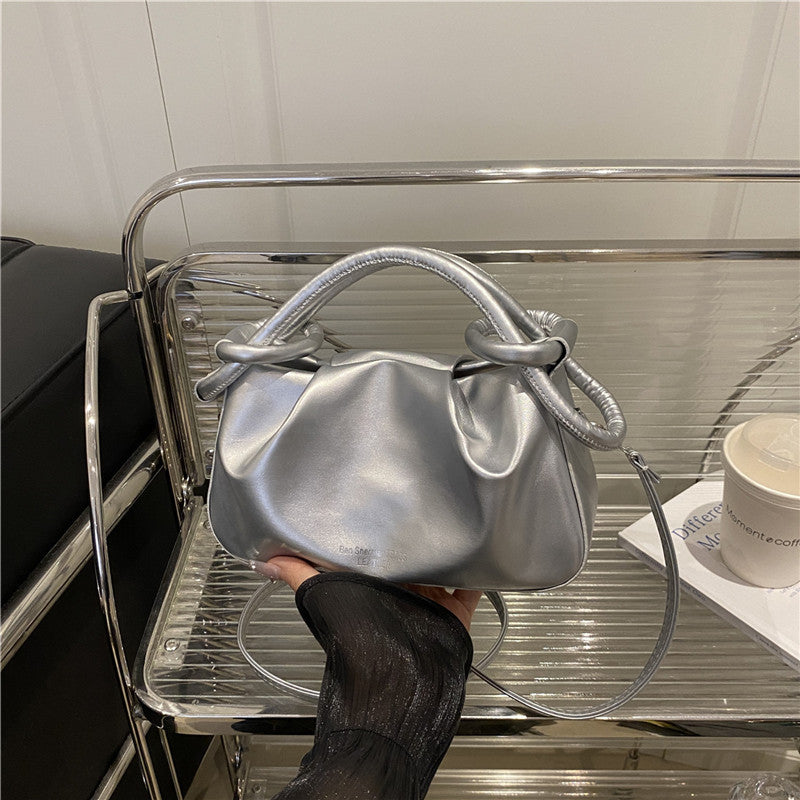 Elegant Pleated Cloud Bag for Women 2025 New Fashion Minimalist Shoulder Crossbody Handbag with Magnetic Closure and Soft PU Leather