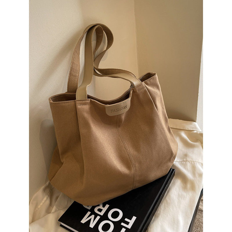 Large Capacity Canvas Tote Bag for Women 2024 Autumn Fashion Casual Shoulder Handbag Perfect for Daily Commute and School