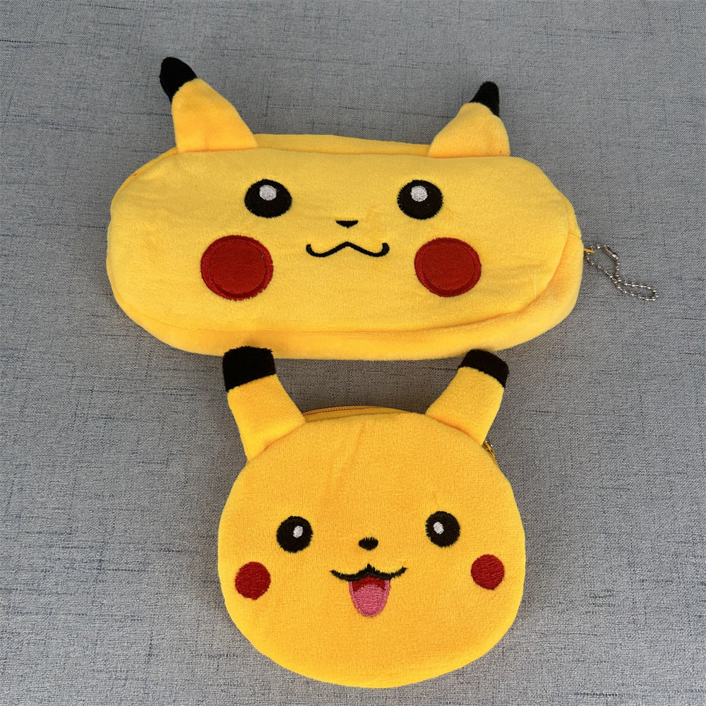 Cute Cartoon Stitch Plush Pencil Case with Matching Coin Purse for Kids and Students