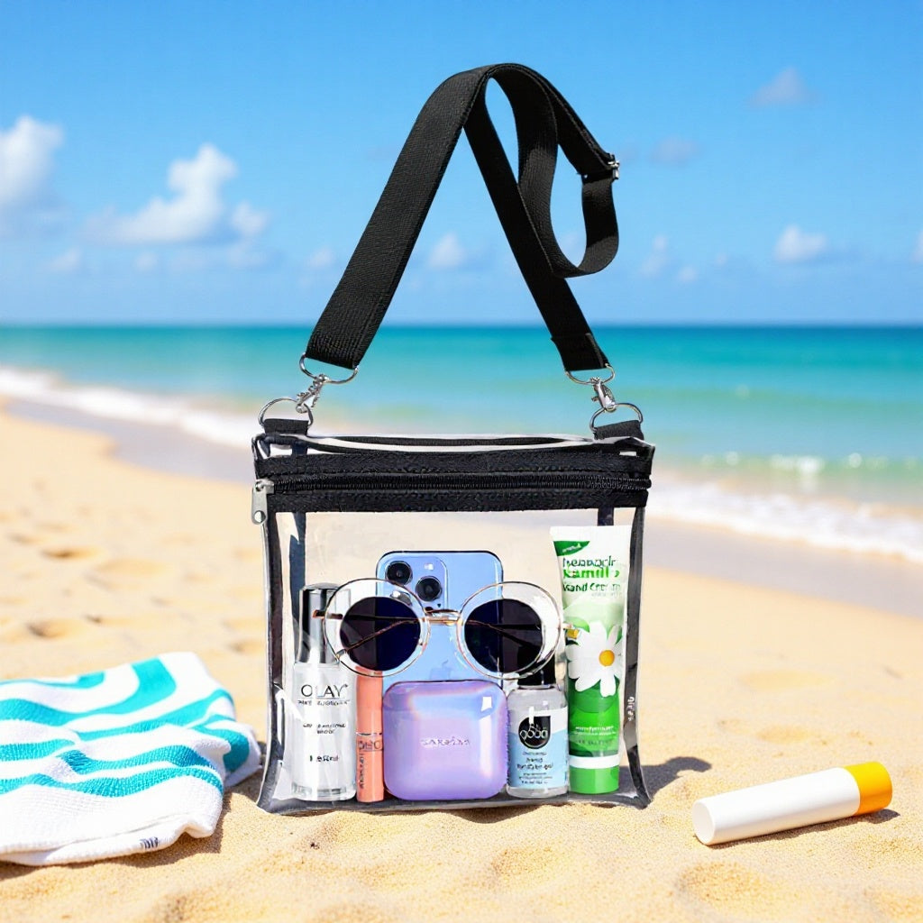 Clear PVC Crossbody Bag with Zipper Compartment for Daily Essentials and Stylish Travel