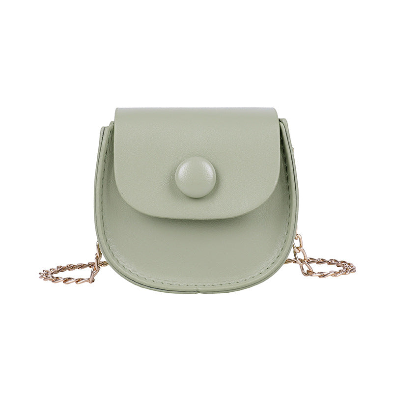 Saddle Bag Women's New Korean Style Solid Color Chain Shoulder Bag Lipstick Accessories Messenger Bag
