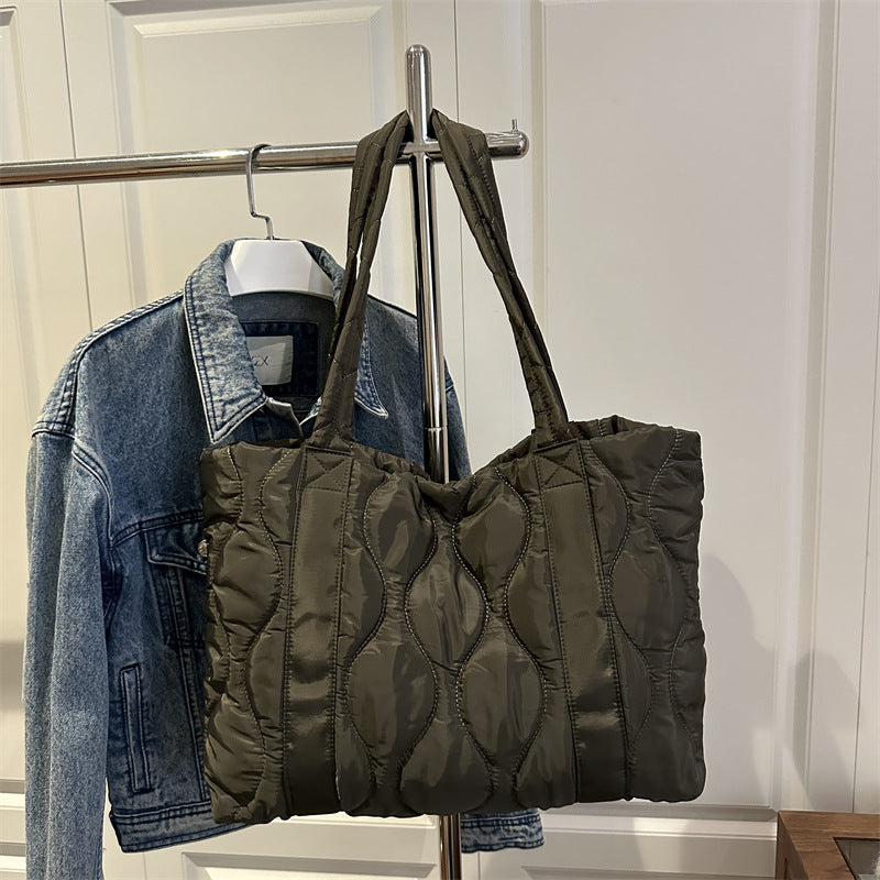 Casual Handbags Women's New Commuter Shoulder Large Capacity Cotton Jacket Bag