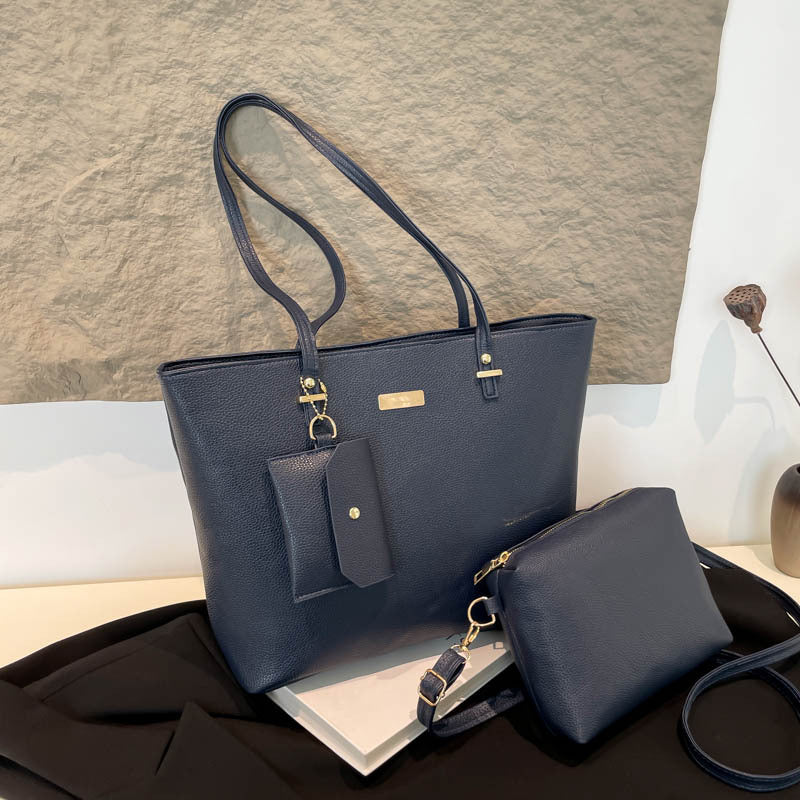 2025 Spring New Fashion Minimalist Tote Bag Set with Crossbody Purse, Soft PU Leather, Large Capacity for Daily Commute