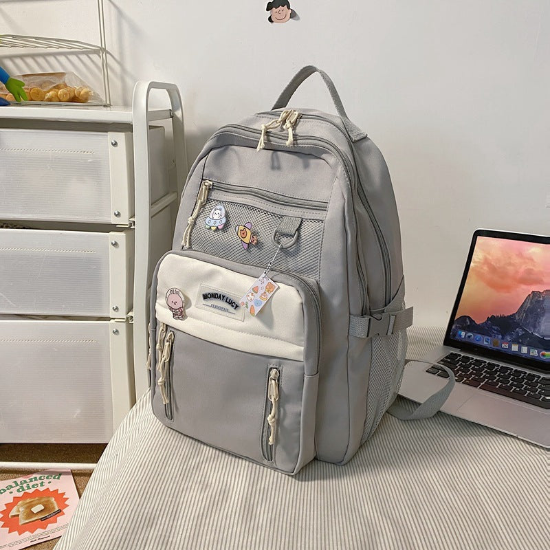 Cute Cartoon Teenage Girl Backpack Breathable Nylon Material Students Daily Travel Essential