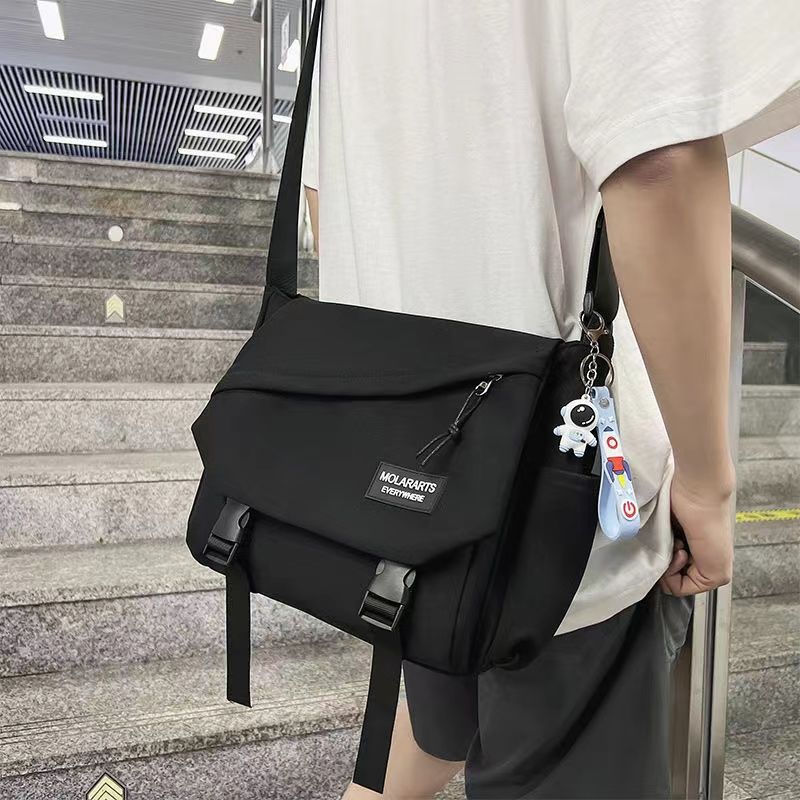 Messenger Bag Male Student Simple Casual Fashion Korean Canvas Single-Shoulder Laptop Backpack Couple Backpack