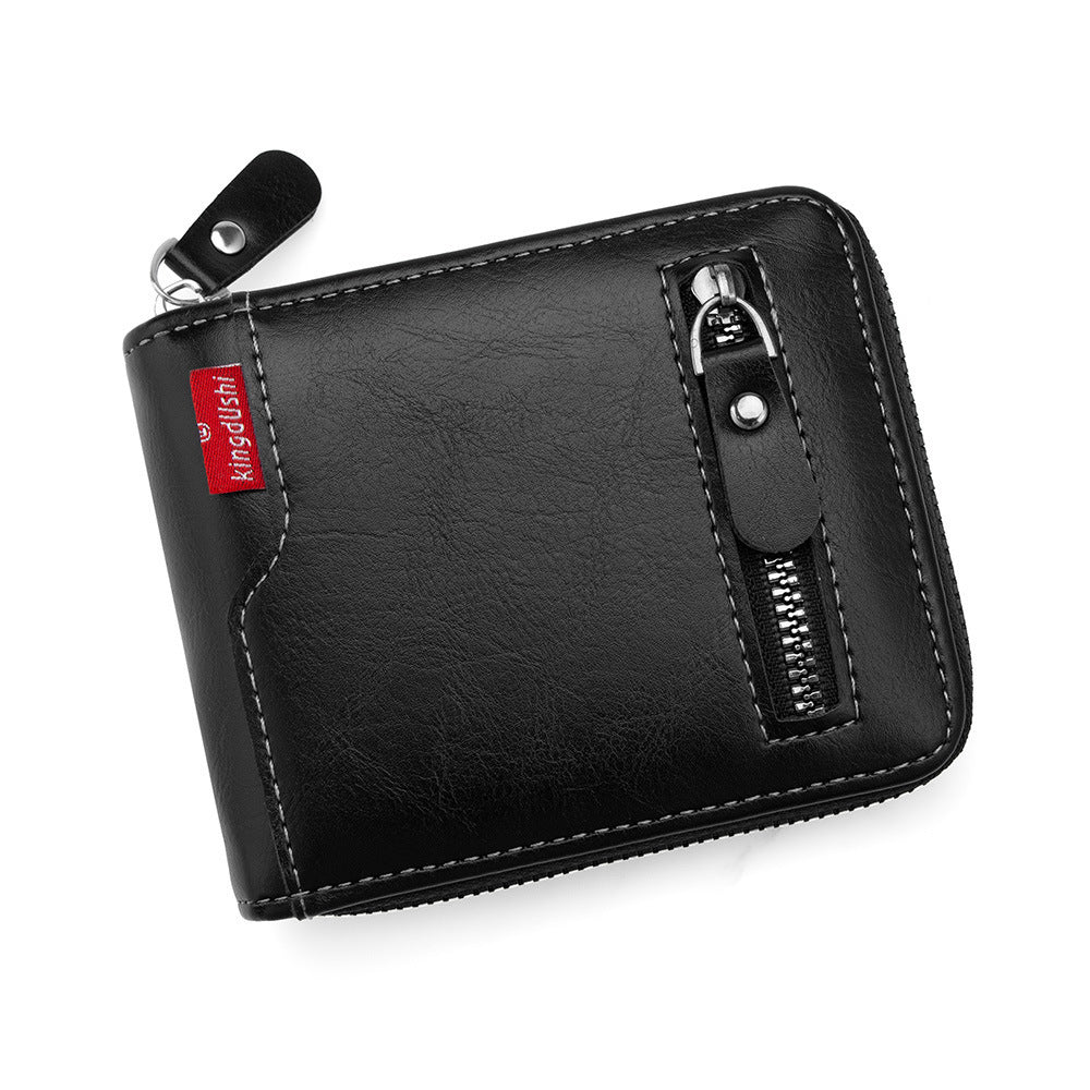 New Korean-Style Men's Compact Wallet with Zipper, Multi-Card Slots and Large Capacity for Daily Use