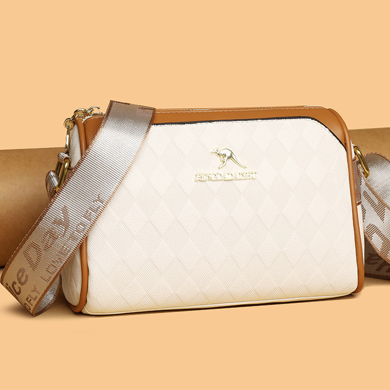 New Light Luxury Rhombus Wide Shoulder Strap Large-Capacity Crossbody Bag Fashion All-Match Women's Shoulder Fashion Design
