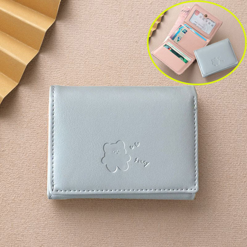 New Ins Style Bear Wallet Simple and Gentle Color Fresh Korean Multi-Functional Short Student Change Card Clamp