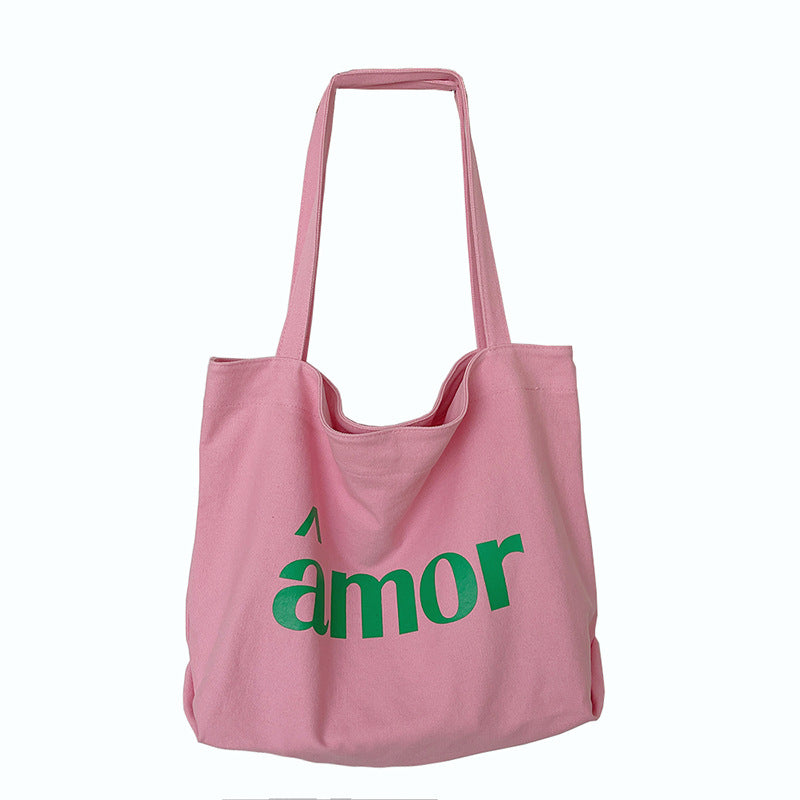 2025 Trendy Canvas Tote Bag for Women, Large Capacity Street Style Letter Design, Perfect for Daily Commute and Shopping