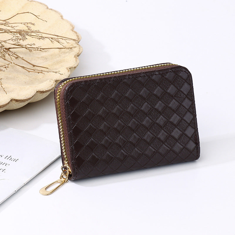 Elegant Women's Card Holder with Multiple Slots, Zipper Wallet, Fashion Letter Print Design for Daily Use