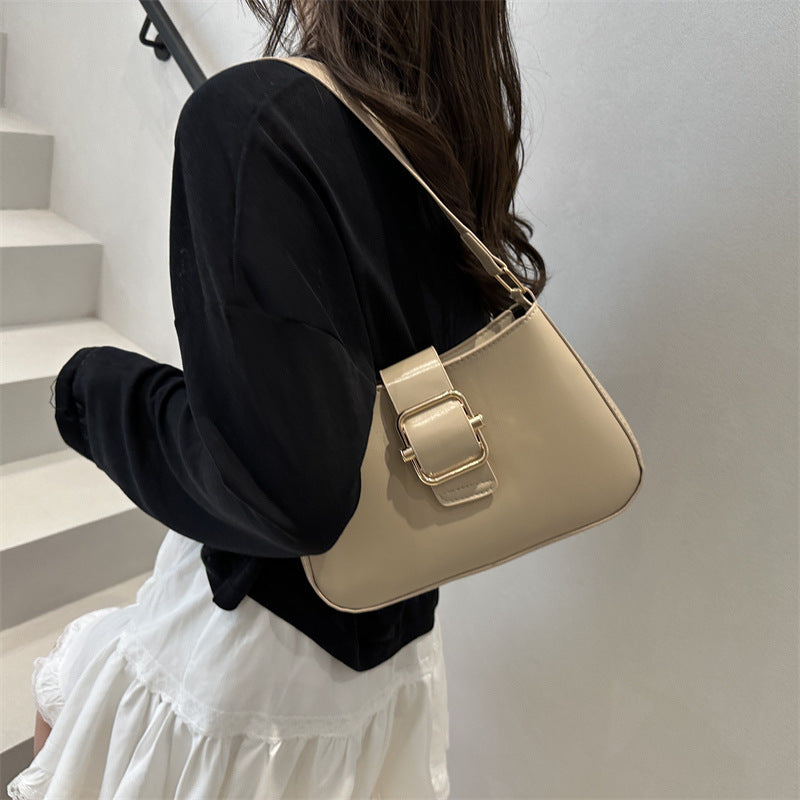 Women's Korean-Style Retro Square Shoulder Bag Simple Lock Latch Design Commuter Everyday Joker Messenger Bag