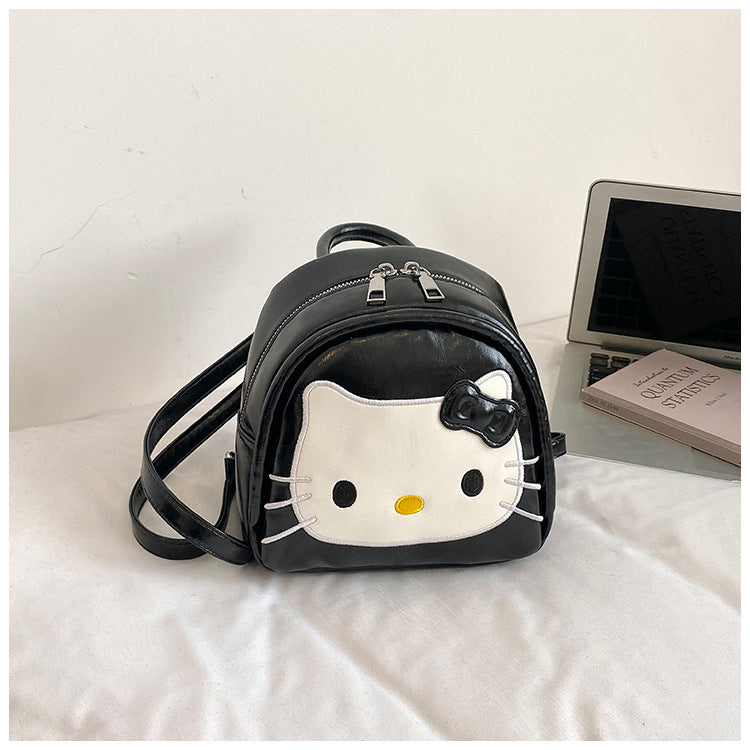 Cute Kitty Small Backpack for Girls Cartoon Backpack Japanese and Korean Style Cute Design with Bow Pendant Essential for Daily Travel