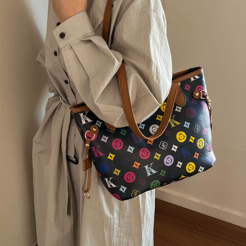 Printed Tote Women's New Trendy Fashion Joker Simple Shoulder Bag
