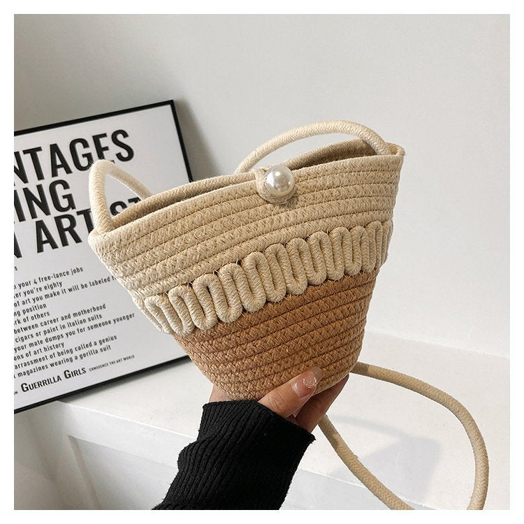Summer New Woven Bag Women's Fashion All-Match Portable Crossbody Shoulder Bag