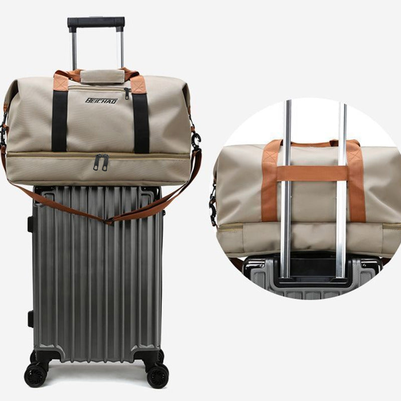 Gym bag for men and women, coverable handle, large capacity travel bag with dry wet separation