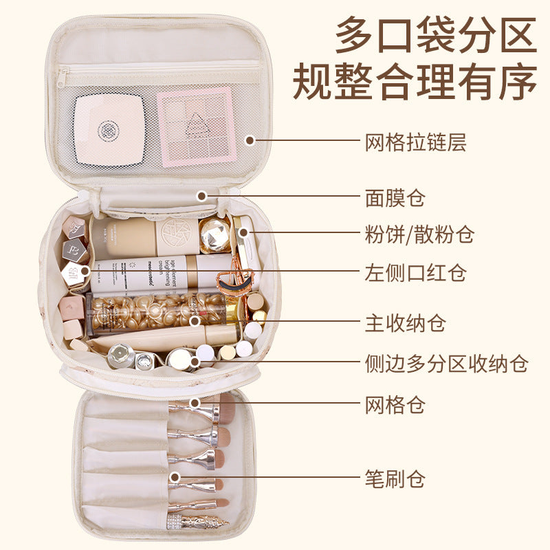 Multifunctional Partition Magic Cosmetic Bag Multi-Pocket Storage Design Travel Portable Toiletry Bag