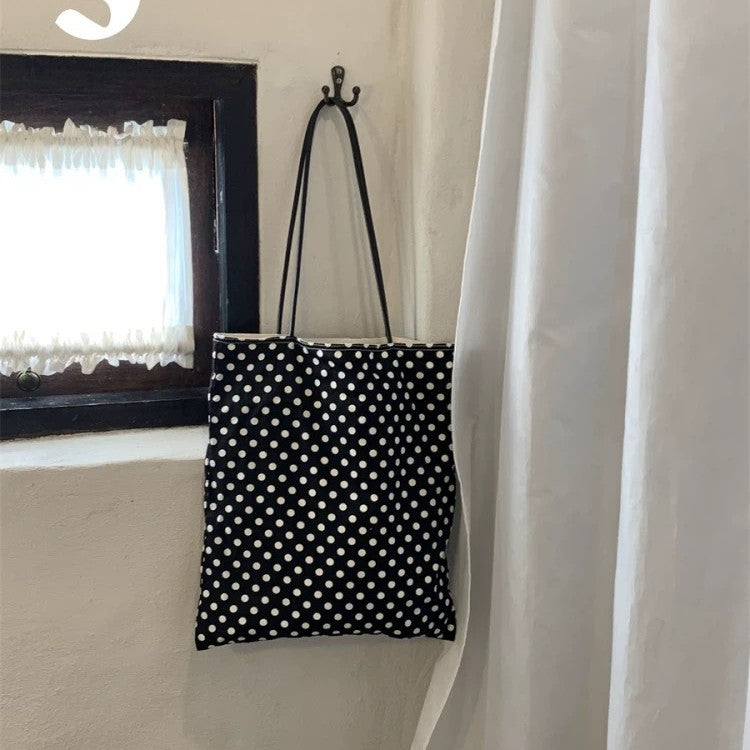 Chic Retro Polka Dot Tote Bag for Women - Stylish Everyday Shoulder Bag with Large Capacity and Double Straps