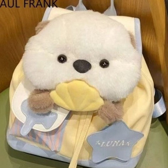 Cute Otter Plush Backpack with Large Capacity, Soft Fleece Design for School and Daily Use