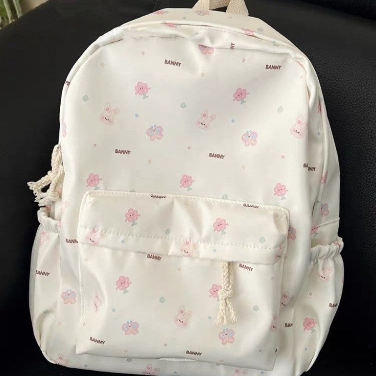 Cute Bunny Garden Backpack for Girls - Lightweight, Waterproof, and Stylish School Bag with Multiple Pockets