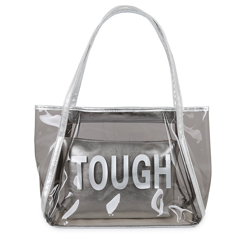 Summer One-Shoulder Large Bags Women's New Fashionable Korean Style All-Match Transparent Bag Mother and Child Bag Large Capacity Handbag