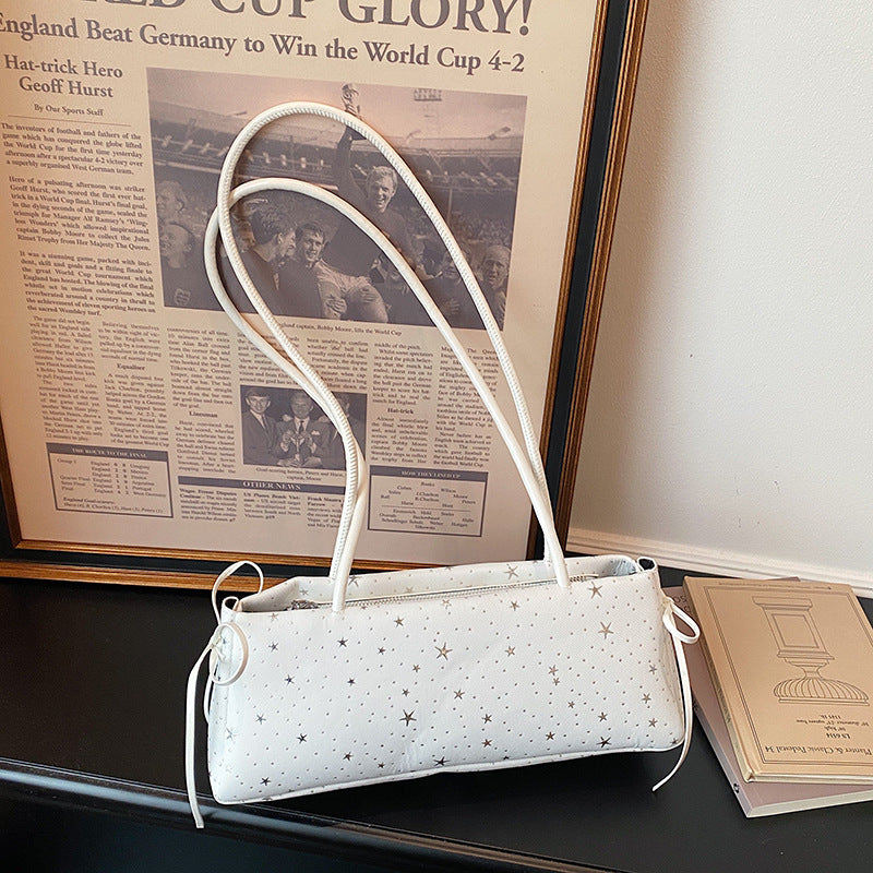 Minimalist Star Printed Handbag Double-Shoulder Strap Design Soft Fabric Everyday Joker Casual Bag