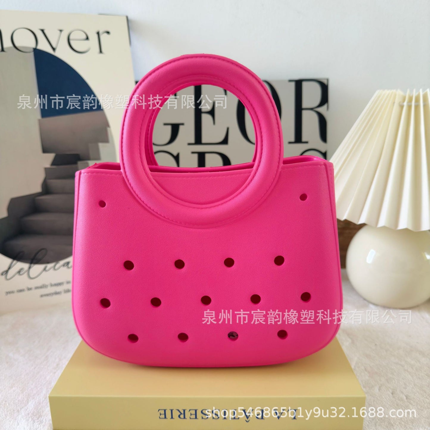 Eva Beach Bag Outdoor Seaside Vacation Ring Handbag Large Capacity Breathable Women's Shoulder Hole Bag