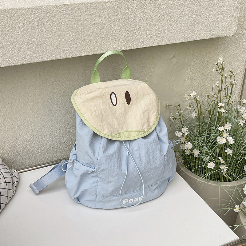 Cute Color-block Mini Backpack for Women, Waterproof Campus Style with Drawstring Design and Front Pocket